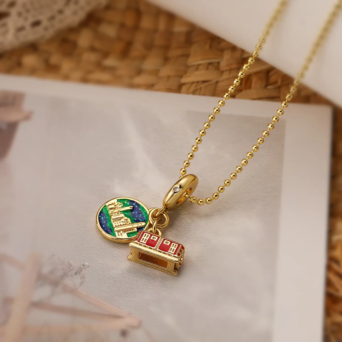 Fashion Creative Copper Gold-plated Zirconia Necklace Choker Camera Passport  Airplane Pendant for Women Delicate Jewelry Gifts