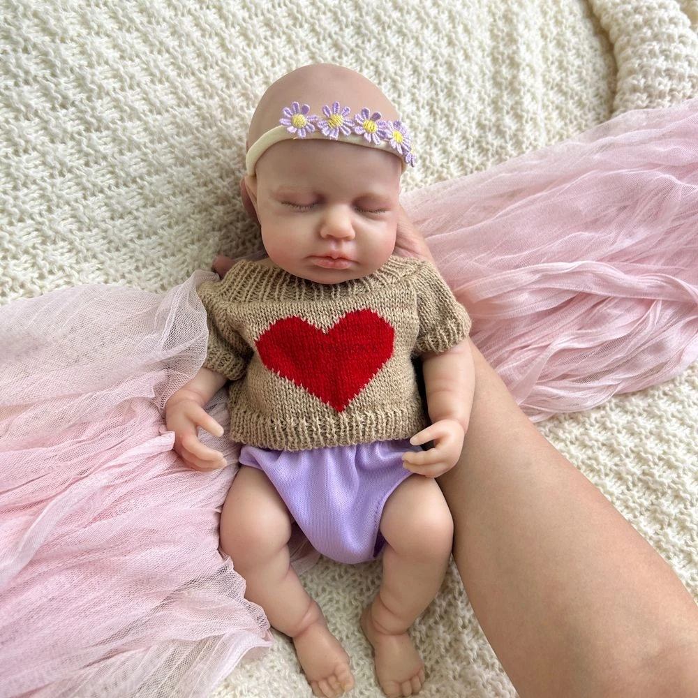 Mini 12 pulgadas LouLou hecha a mano completa de silicona renacida bebé niña detalles realistas muñeca de Navidad lavable abrazadera para juguete de colección