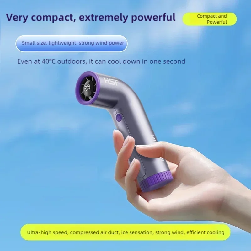 مروحة صغيرة محمولة بقدرة 4000 مللي أمبير في الساعة، 199 سرعة، شاشة رقمية توربو، سرعة متغيرة لا نهائية، مروحة محمولة خارجية، شحن USB