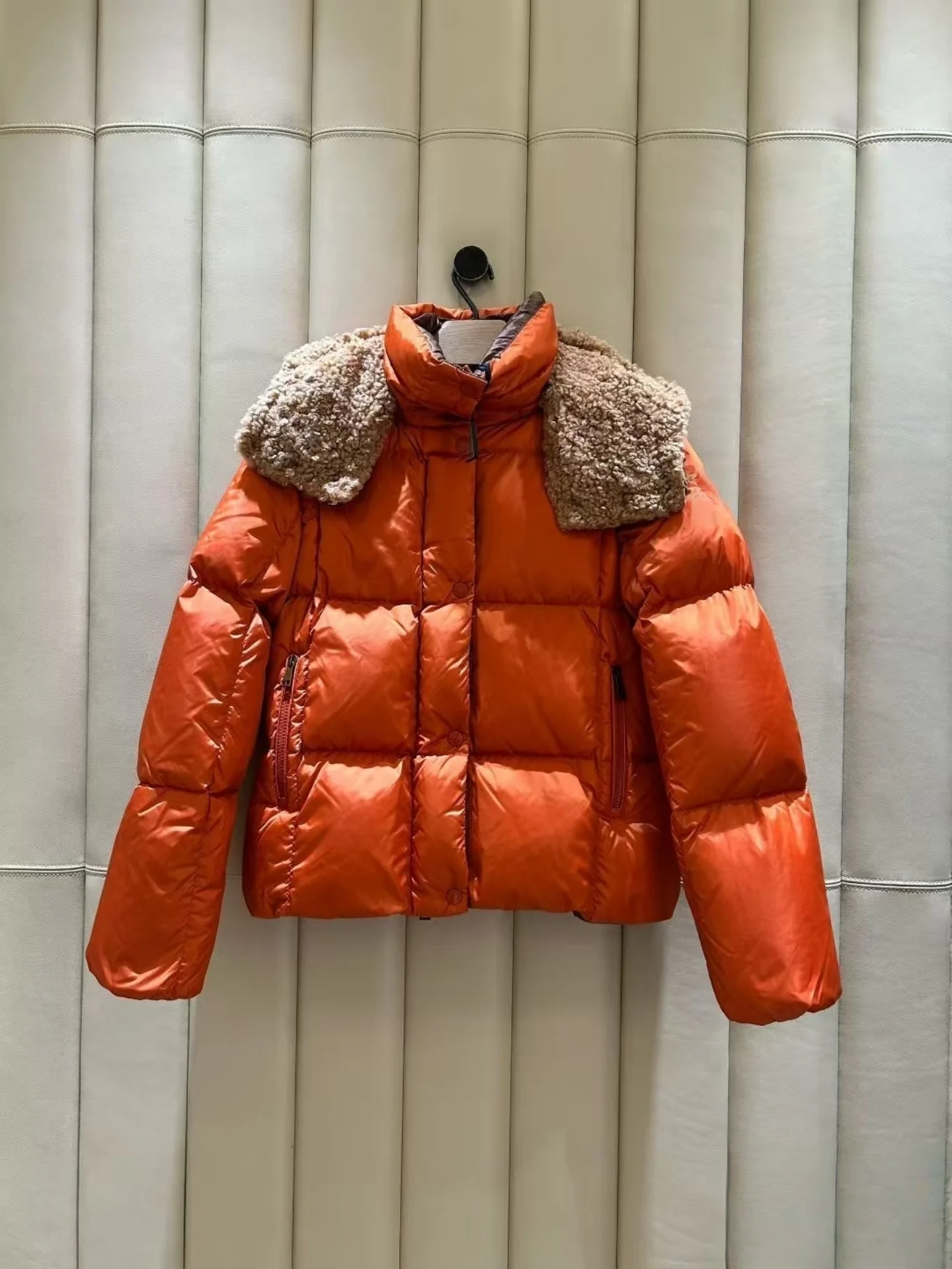 

Warm Orange down Jacket Teddy Hat Detachable Short Thickened Northeast Cold Resistant Soft Fluffy Goose down Women's Coat
