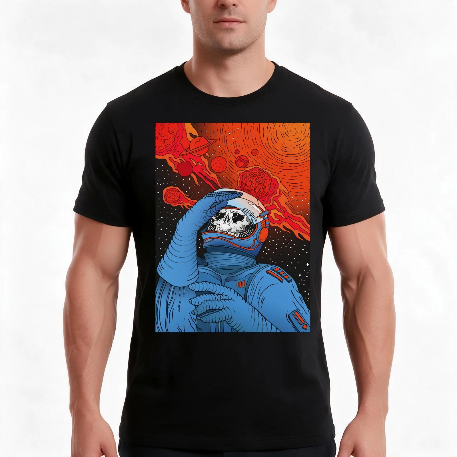 Meteor T-Shirt, Summer Casual Cotton Tee, Oversized Streetwear Tops, Vintage Graphic Print, Loose Fit Short Sleeve, 100% Cotton