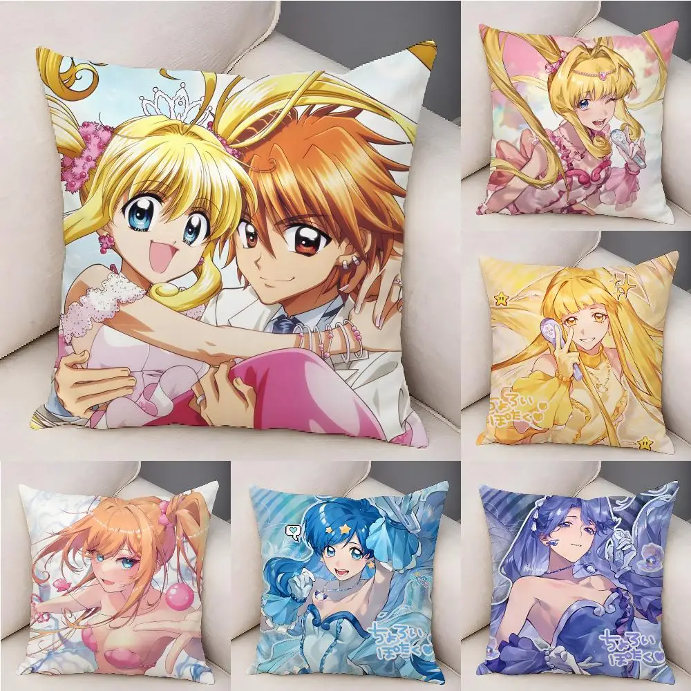 Japanese Anime M-mermaid Melody Cushion Cover Organic Linen Square Pillow Case Durable Non-Allergenic And Kind To Skin