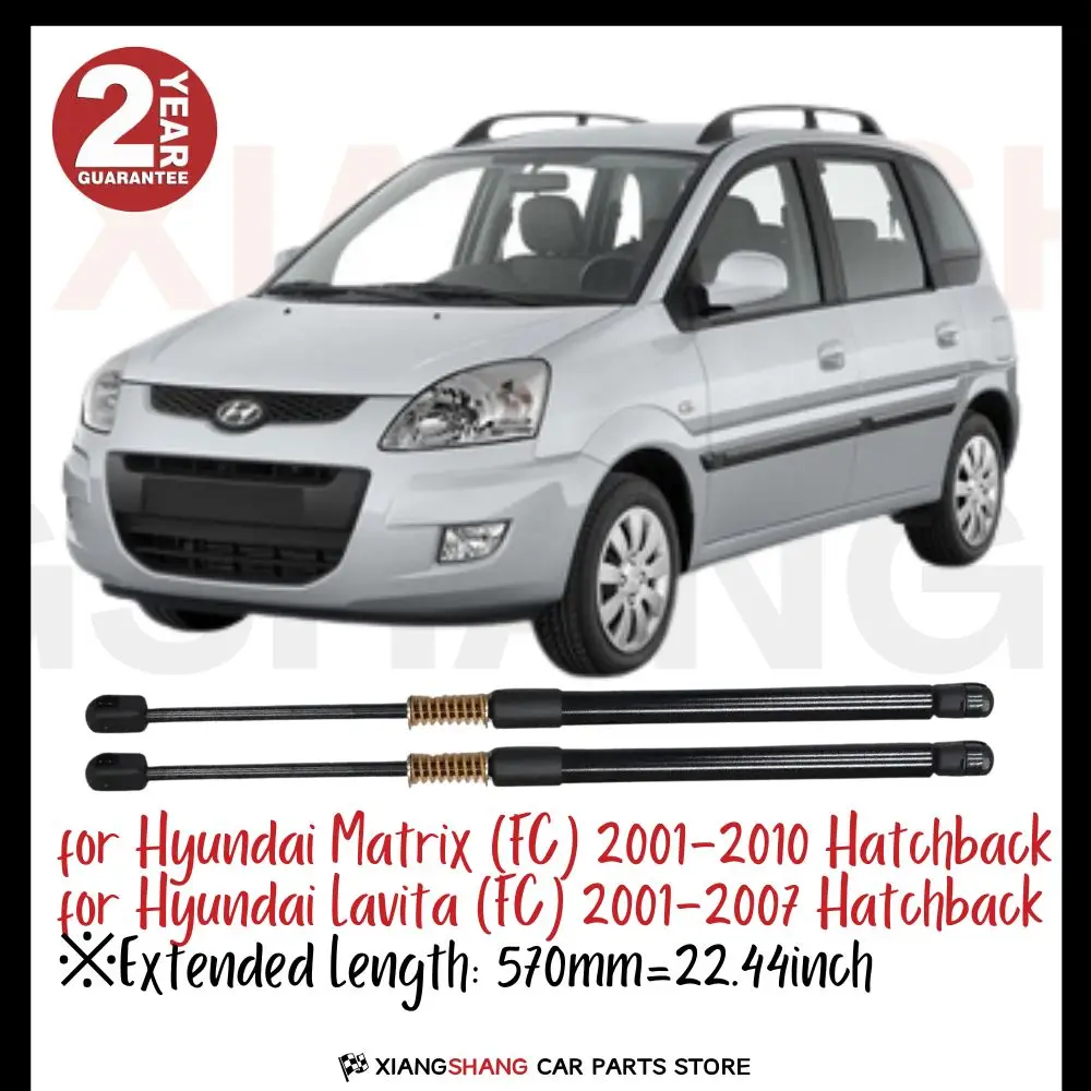 

2pcs Rear Tailgate Damper for Hyundai Matrix (FC) 2001-2010 Hatchback WITH SPRING Trunk Boot Gas Charged Gas Struts