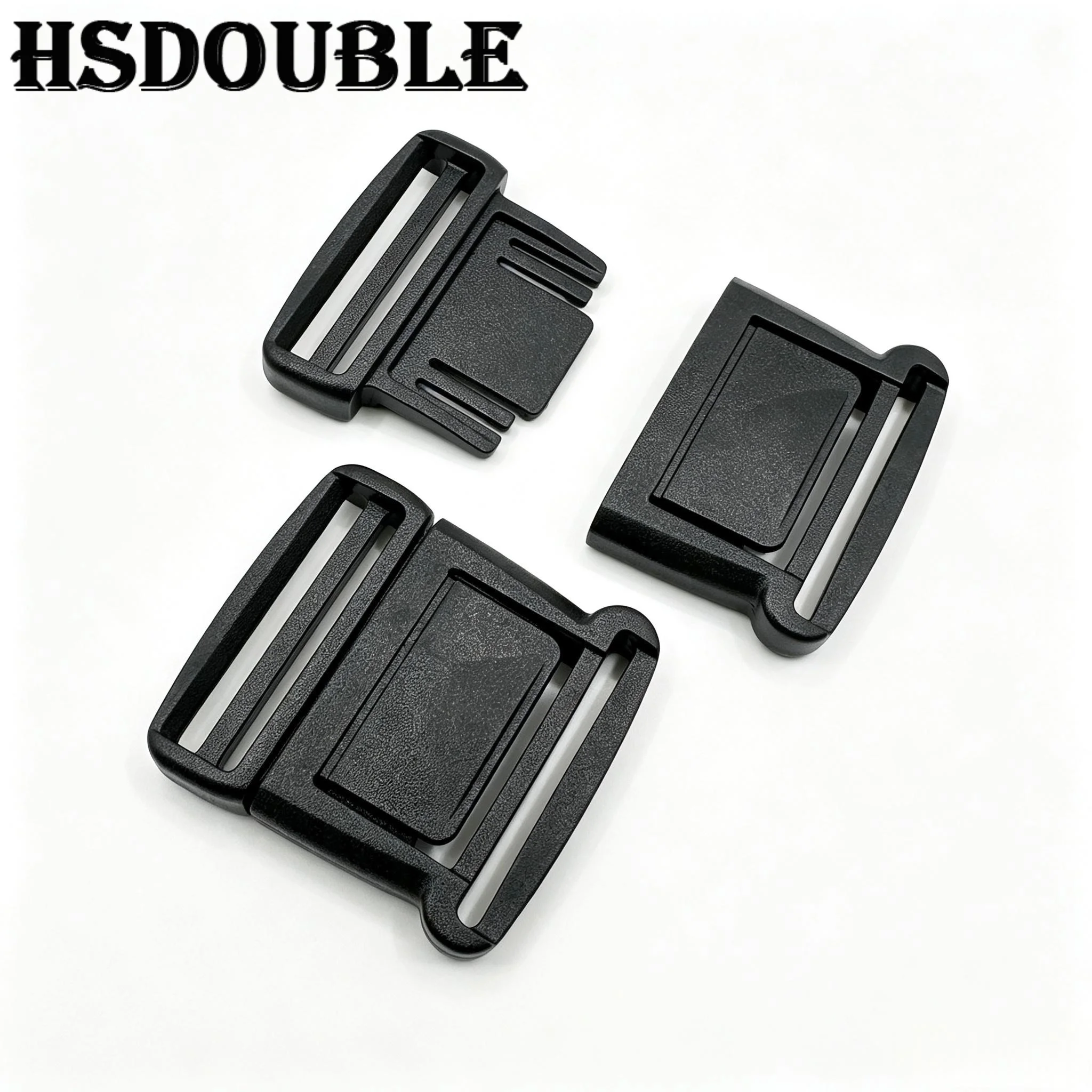 5‑100Pcs HSDOUBLE One‑Hand Quick‑Release Center Plastic Buckle, Backpack Strap Webbing Buckle Fit 20‑38mm