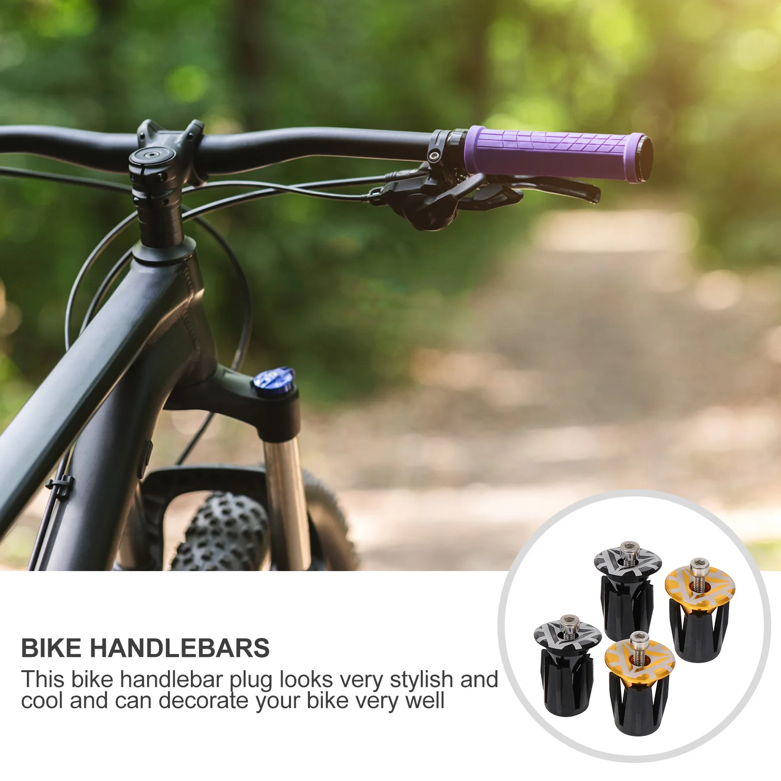 

2Pairs Bike Handlebar End Plugs Aluminum Alloy Cycling Caps Road Mountain Bike Bar End Stoppers Handle Grip Protector Cycling