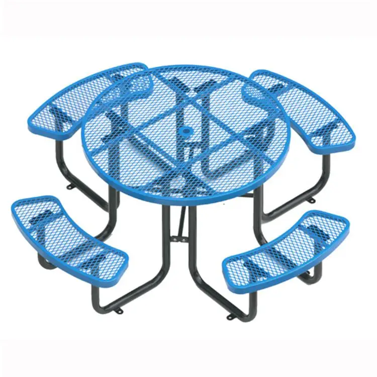 

46\" Picnic Table Outdoor One-Piece Steel Chair Table Design Expandable Metal Thermoplastic Practical for Outdoor