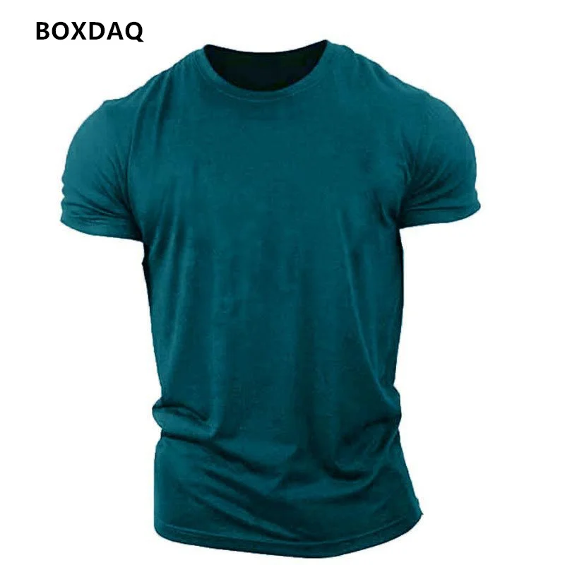 Solid Color Men Sports Style T-Shirts Short Sleeve O-Neck Running Fitness Sporty Tops Summer Gym Workout Casual T Shirt Big Size
