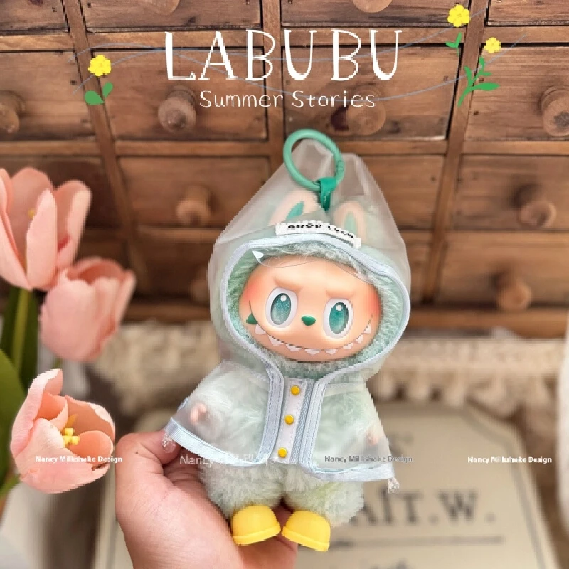 

For 17 cm labubu v1/v2/v3 clothes summer dopamine doll clothes raincoat hooded cape Ropa Labubu Dolls Accessories