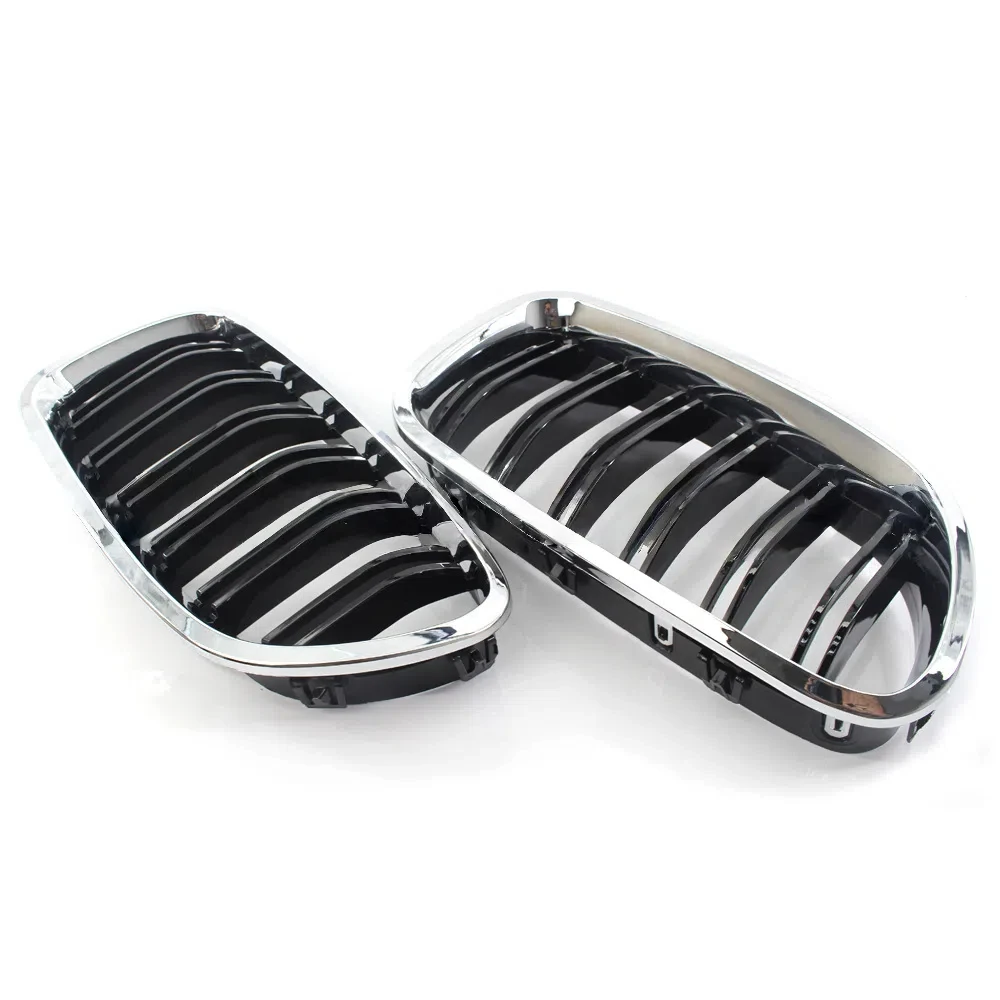 Srebrny + czarny podwójny grill przedni grill maska ​​nos dla BMW F10 F11 F18 520d 530d 540i 5 series 2010-2015