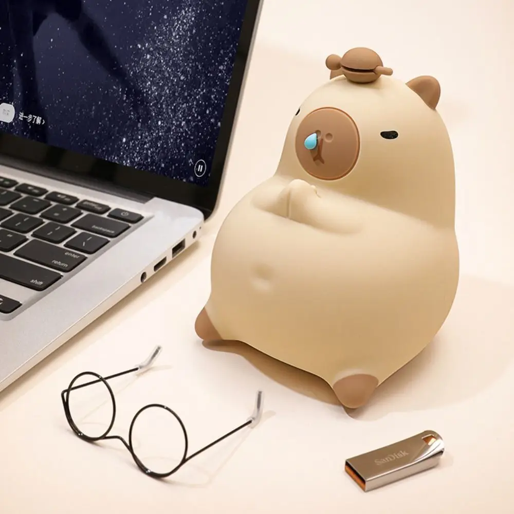 USB Rechargeable Capybara Night Light Eye Protection Soft Light Guinea Pig Night Light LED Touch Control Capybara Silicone Lamp