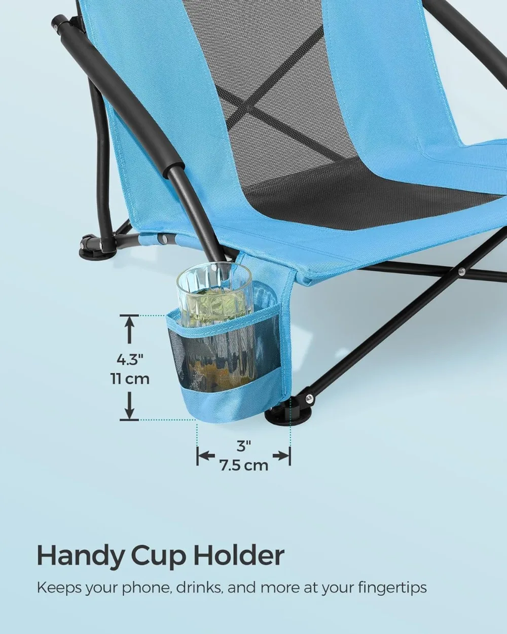 

Набор из 2 портативных шезлонгов для взрослых, высокая спинка, подстаканник, легкий, сверхпрочный, максимальная нагрузка на 330 фунтов каждый