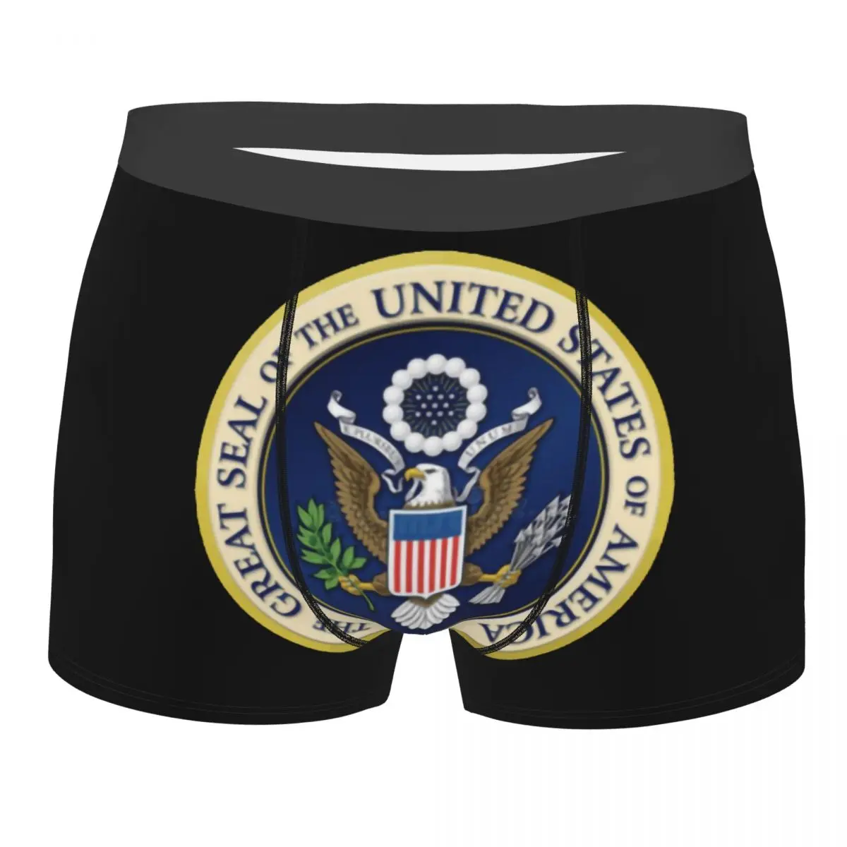 

Мужские боксеры с 3D-принтом, эластичные трусы с изображением флага и гербом президента США, мужское нижнее белье
