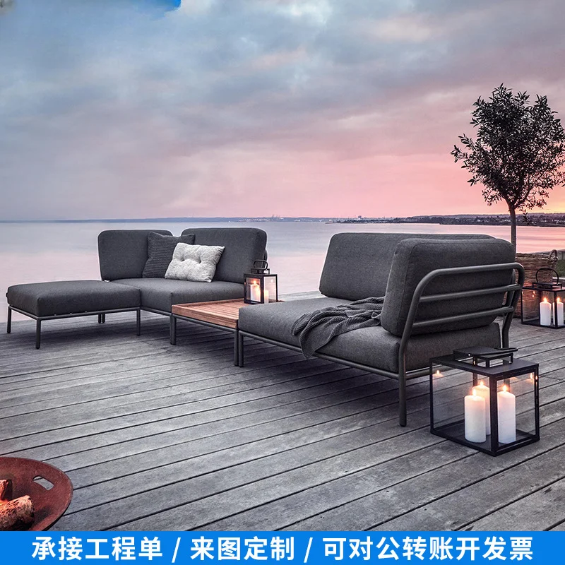 Nordic outdoor sofa chair designer minimalist Teng sofa outdoor courtyard sofa soft decoration courtyard leisure furniture