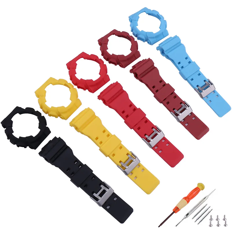 

Men's Resin watch strap case accessories compatible with Casio G-shock GD GA110 120 140 GLS GAX100 sports rubber watch band