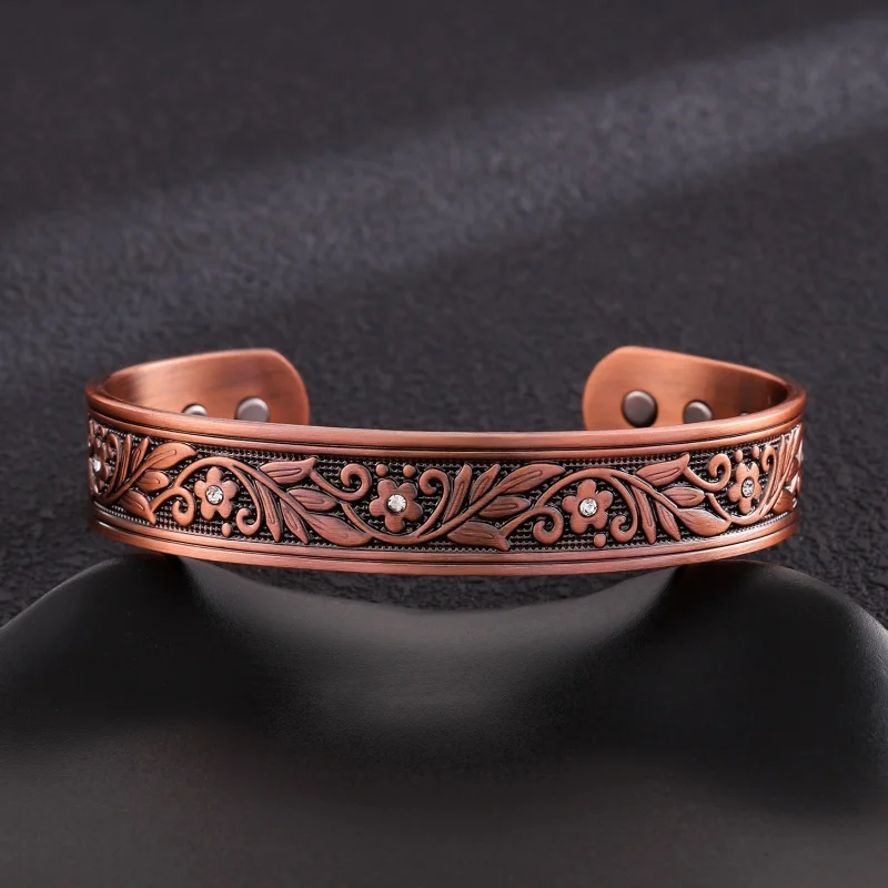 Pure Copper Magnetic Cuff Bracelet with Neodymium Magnets, Lucky Viking Amulet for Men & Women, Adjustable Unisex Jewelry Gift view 6