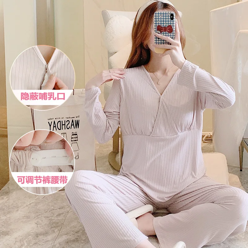 Pajama Sets Women Spring Daily Sleepwear Home Soft Floral Pregnant Breastfeeding Fashion Sweet Lovely O-neck Casual Simple