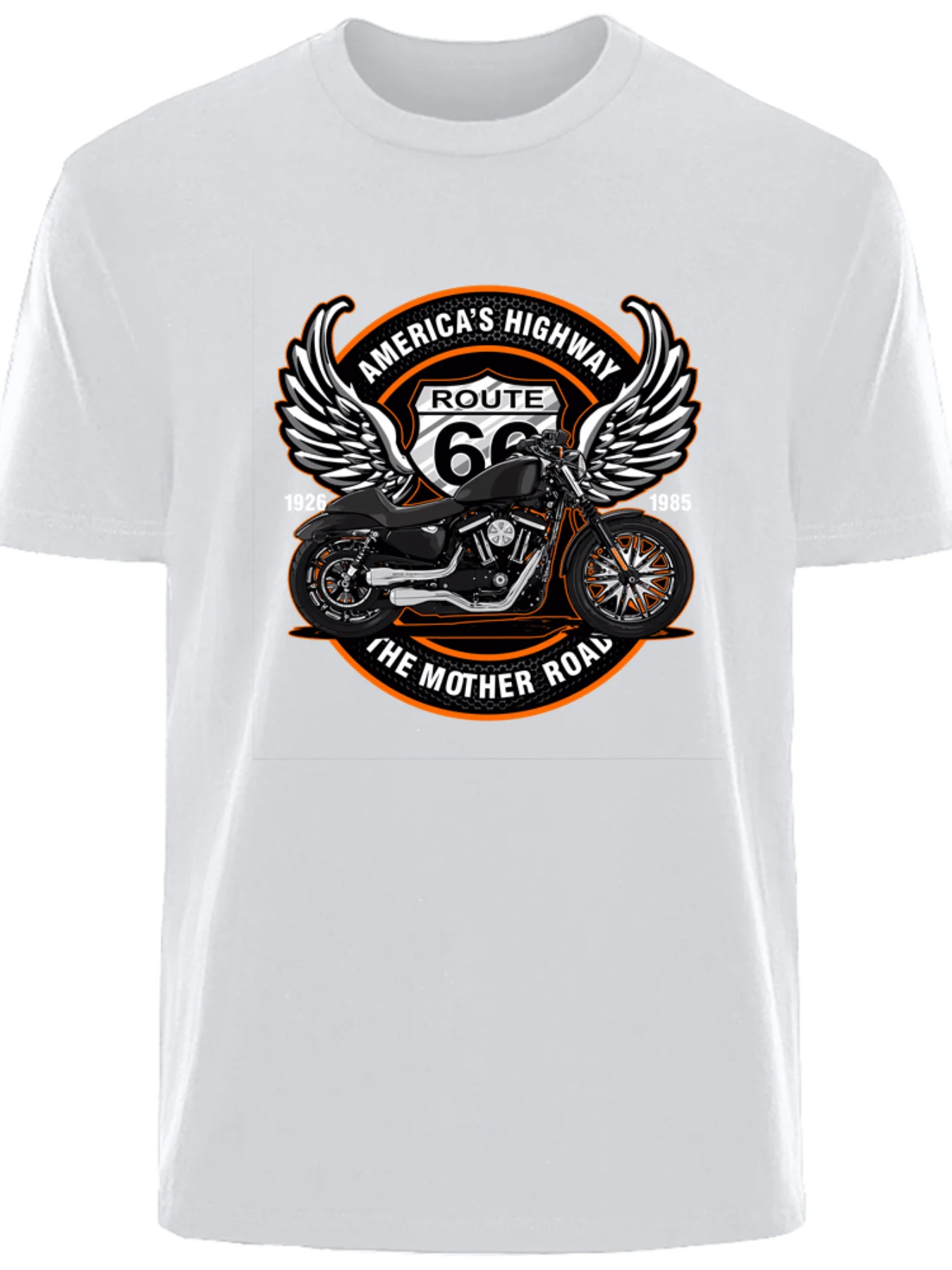 Men'S T-Shirt Retro Route 66 Print Summer High Quality Men'S Breathable Sweat Absorbent T-Shirt Casual Fashion Men'S Streetwear