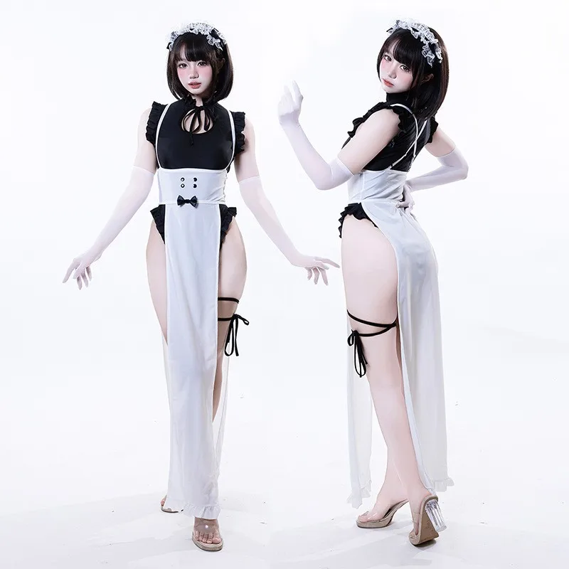 

Long Fem Maid orm Set Sexy Pure Desire Night Club Broaast Private Role Play Costume Polyester Material Student Schoo...