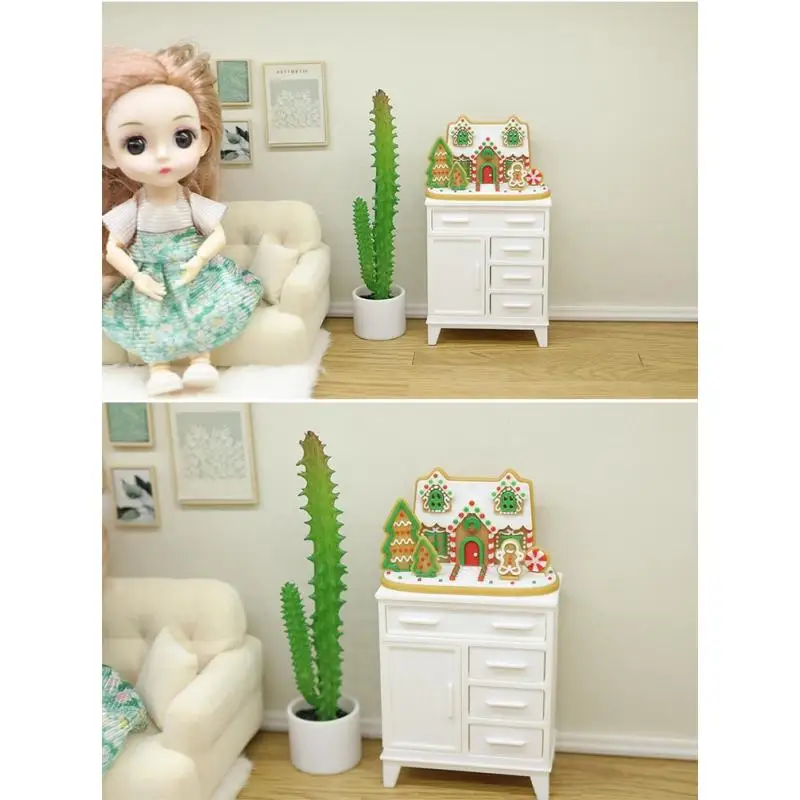 New 1Pcs 1:12 Dollhouse Christmas Decor Gingerbread Man Holiday Scene Decoration Micro Landscape Ornaments Xmas Gifts
