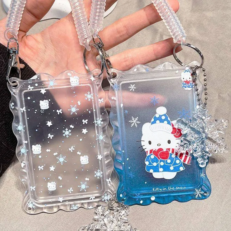 

Hello Kitty Transparent Card Holder Kawaii Simple Scratch resistant Design Subway Bus Campus Meal Card Girl Gift