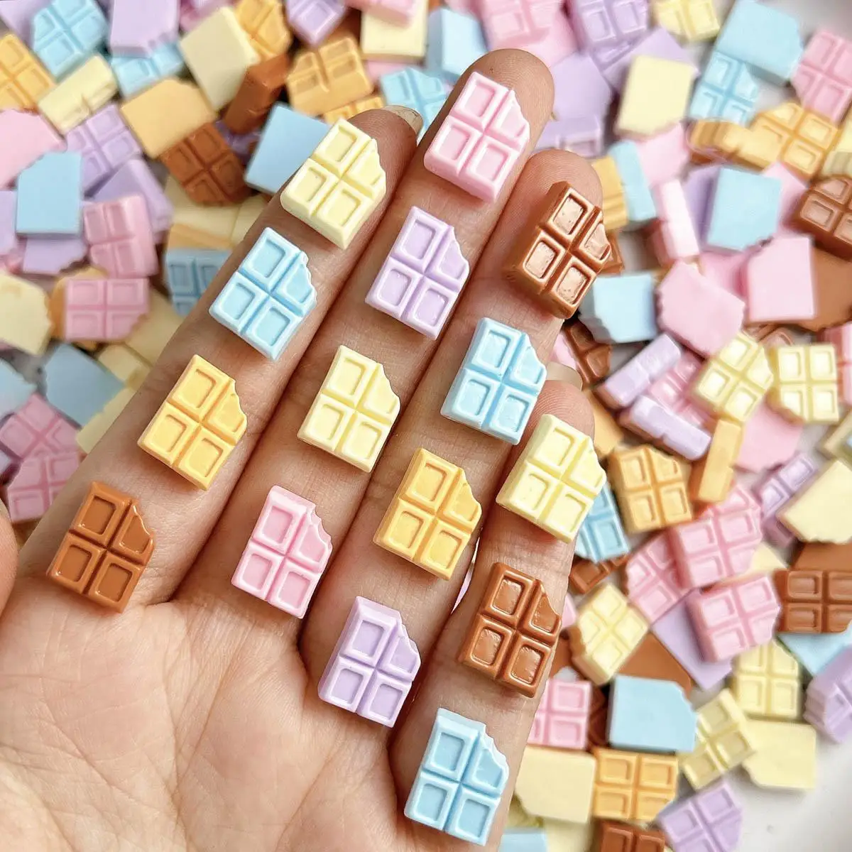 Random Mixed Resin Cute Macaron Color Chocolate Nail Art Decoration 3D Simulated Chocolate Nail Charms Supplies For DIY Crafts