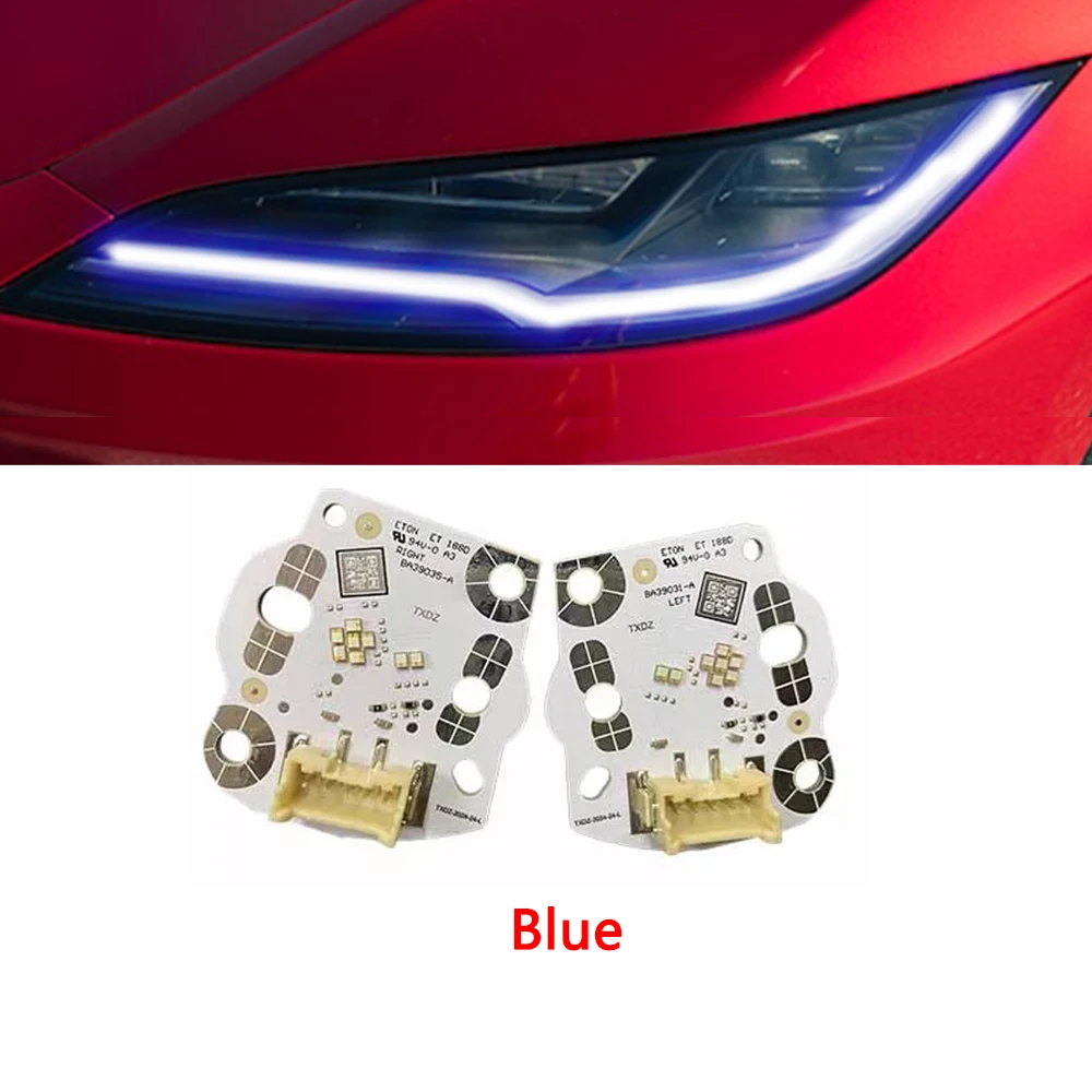 Headlights Upgrade Yellow/Blue/Ice/Blue/Red Daytime Running Lights DRL LED Boards for Tesla Model 3 2024