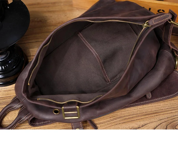 Luxury Original Design First Layer Cowhide Retro Men's Chest Bag Shoulder Crossbody Motorcycle Bag Genuine Leather Cross