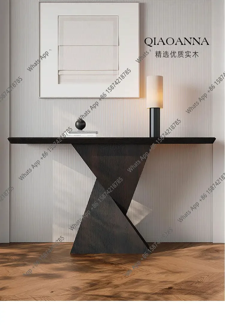 Xc N68 New Chinese-style Solid Wood Entrance Table Super Narrow Italian Light Luxury Black Walnut Strip Case End View Table