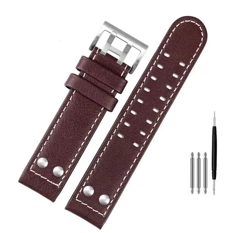 TINTAG For Hamilton Khaki aviation Watch H77616533 H70615733 Watch Strap Genuine Leather jazz field Men WatchBand 20 22