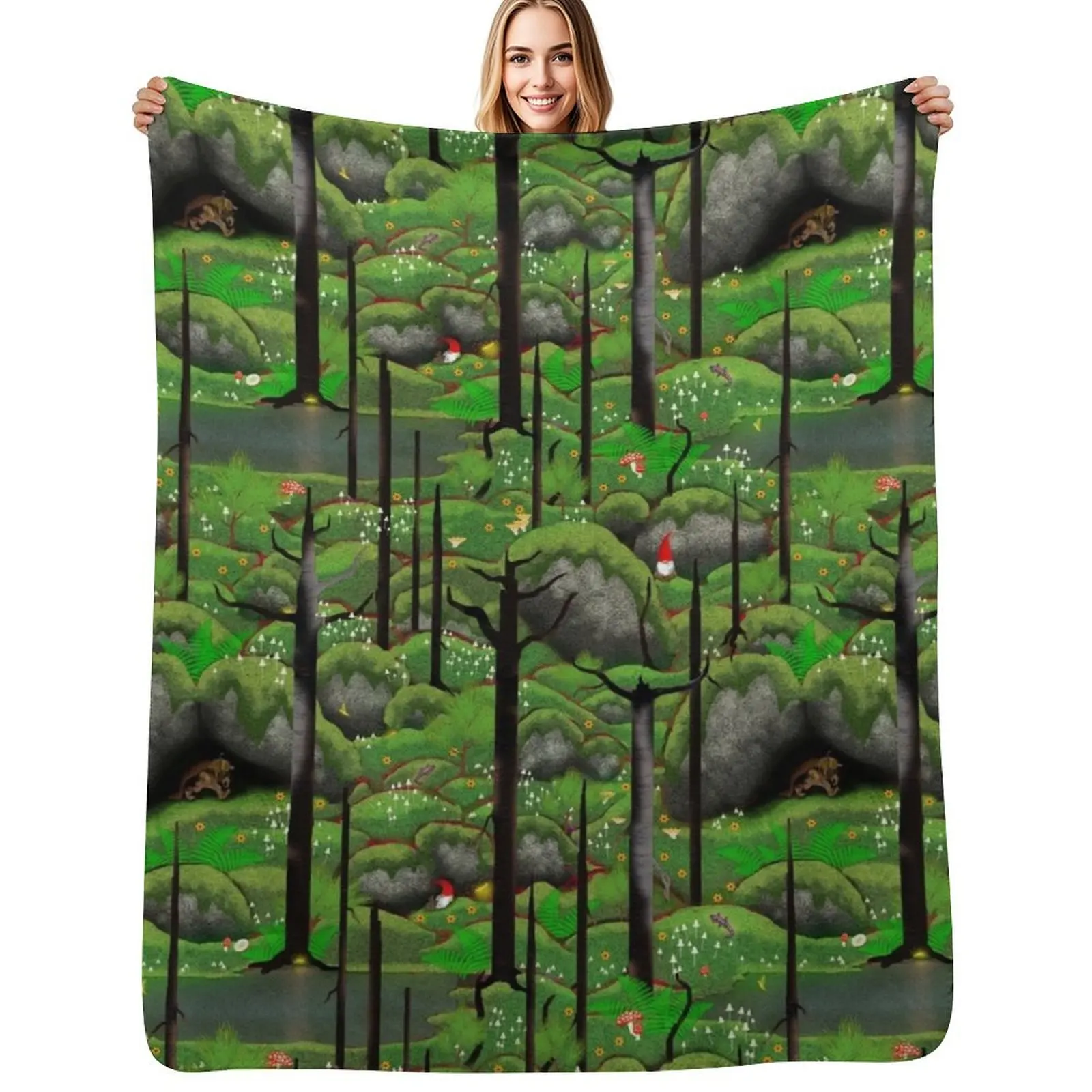 Forest Magic: after the fire Throw Blanket Wrinkle Resistant Lightweight Blanket