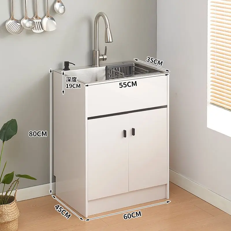304 stainless steel kitchen sink integrated cabinet multi-functional household cabinet large capacity sink sink storage