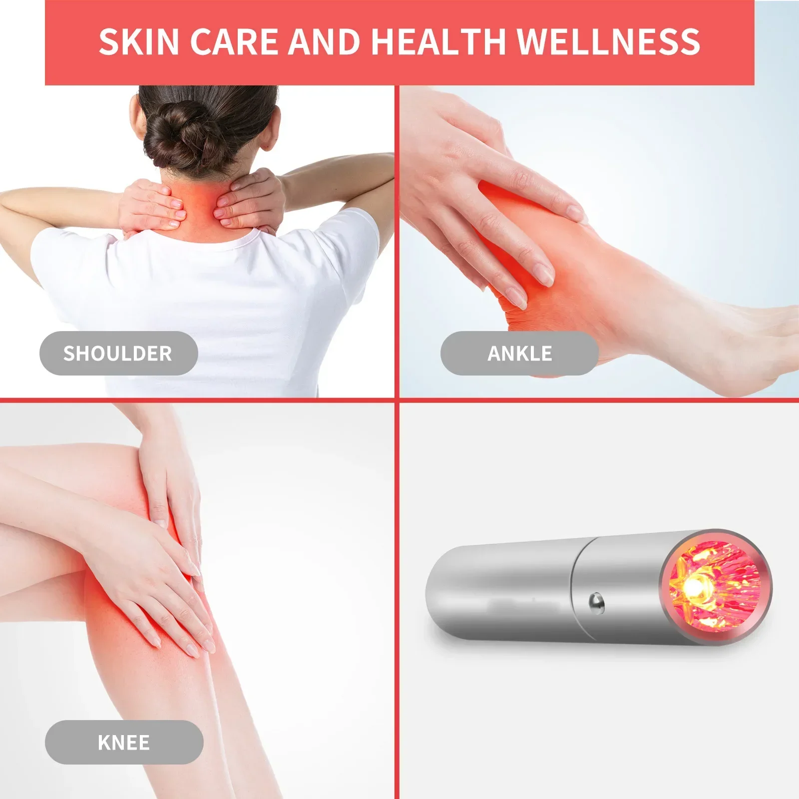 LED Near Infrared Light Upgrade Red Light Therapy Device with 4 Wavelengths 630/660/850/940nm, Therapy Device For Pain Relief