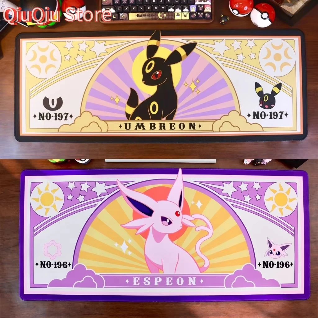 Umbreon Espeon Large Mouse Pad Pokemon Eeveelutions Desk Mat Non-Slip for Gaming