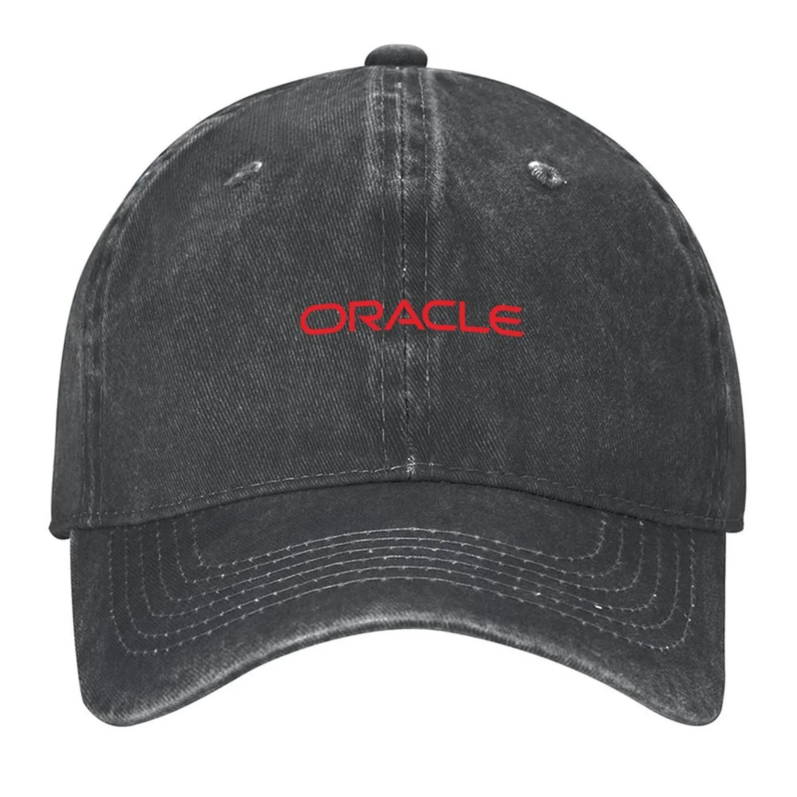 

red script oracle logo Baseball Cap Sun Hat For Children Fashion Beach Golf Hat Thermal Visor Caps For Men Women's