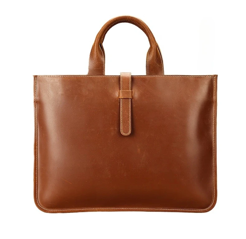 Men's Vintage Genuine Leather Briefcase Large Capacity Convertible Padded Laptop Business Commute Crossbody Bag