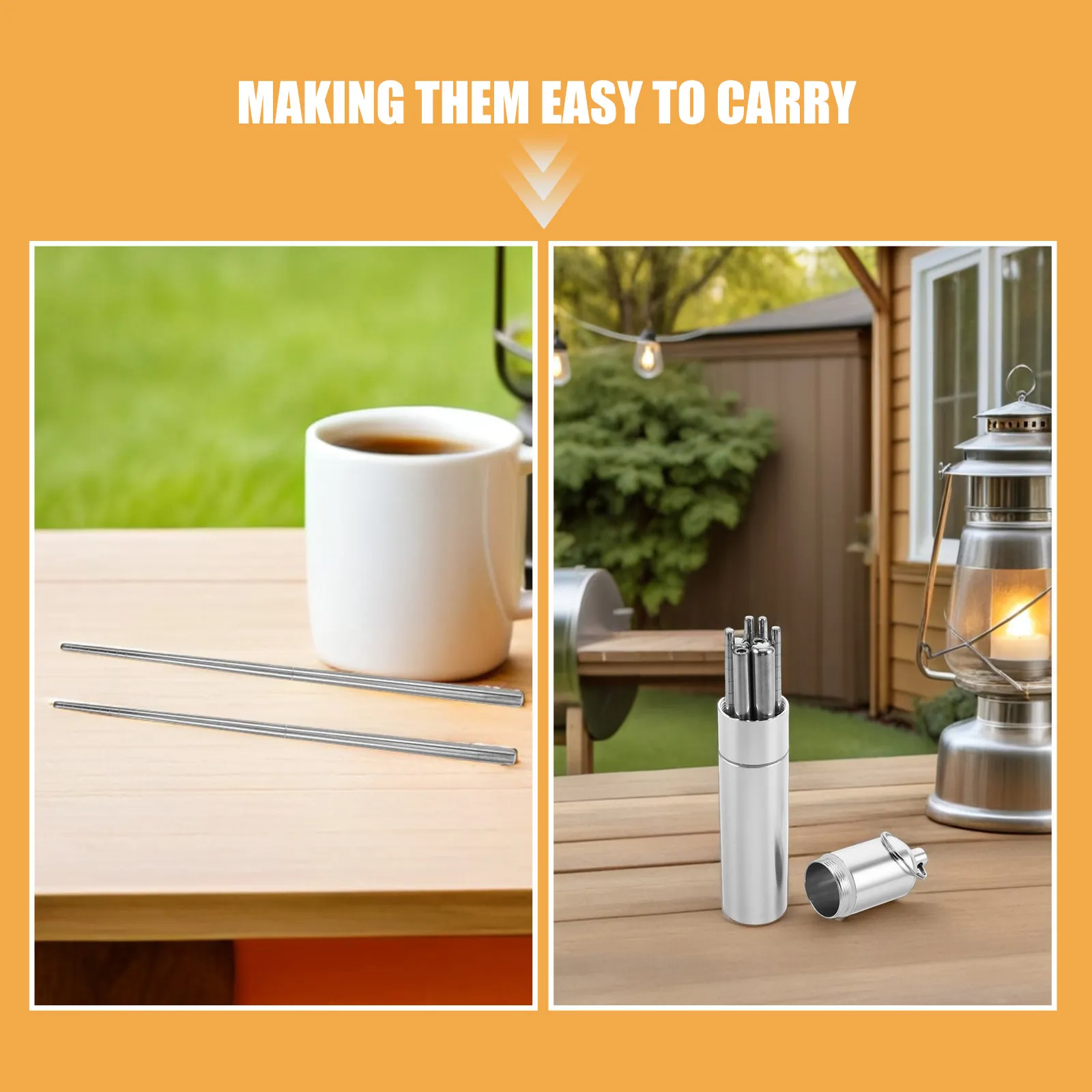 2 Sets Backpacking Chopsticks Camping Utensils Folding Foldable Travel with Case Compact