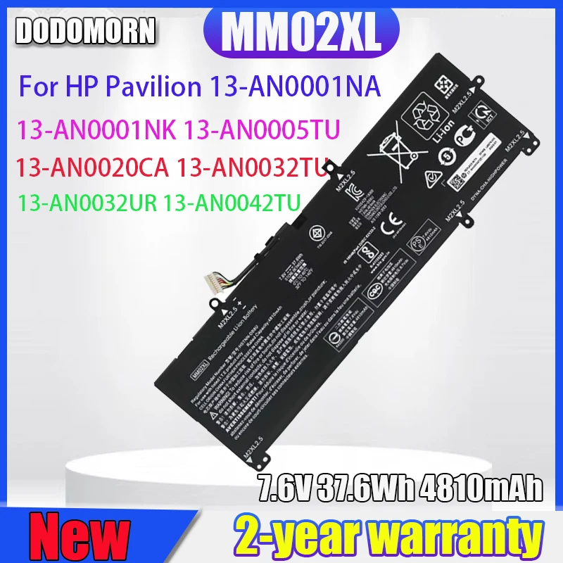 

DODOMORN New MM02XL Battery For HP TPN-Q214 13-an0000TU HSTNN-IB8Q HSTNN-DB8U L28076-005 L27868-1C1 L27868-2D1 7.6V 37.6WH
