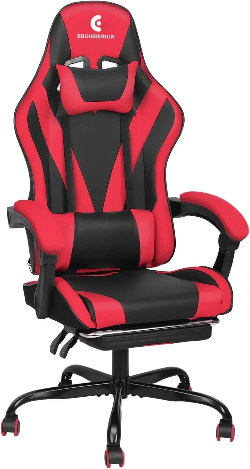 

Gaming Chair with Linkage Armrest & Footrest, High Back Video Gaming Chair, Black/White