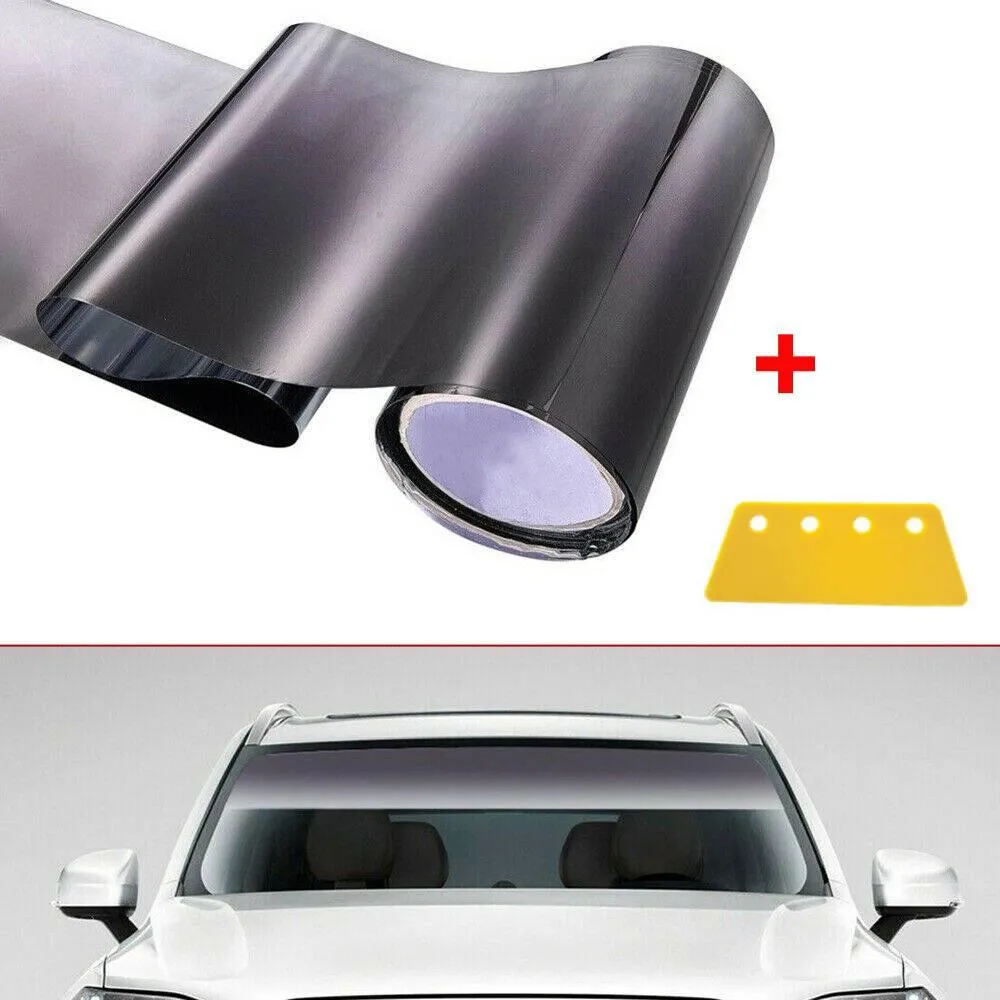 High Quality New Car Sun Front Film UV Shade With Scraper Front Windshield PVC Stretchable Strip Sun Visor Tint