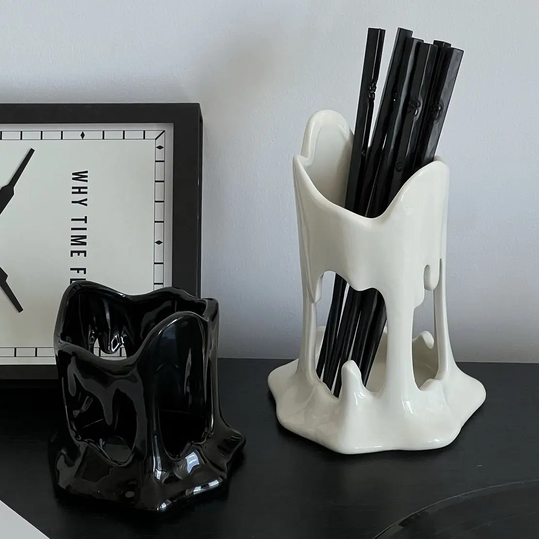 Stump Desktop Creative Tableware Holder Comb Makeup Brush Storage Bucket Bedroom Home Office Ceramic Decorative Ornaments