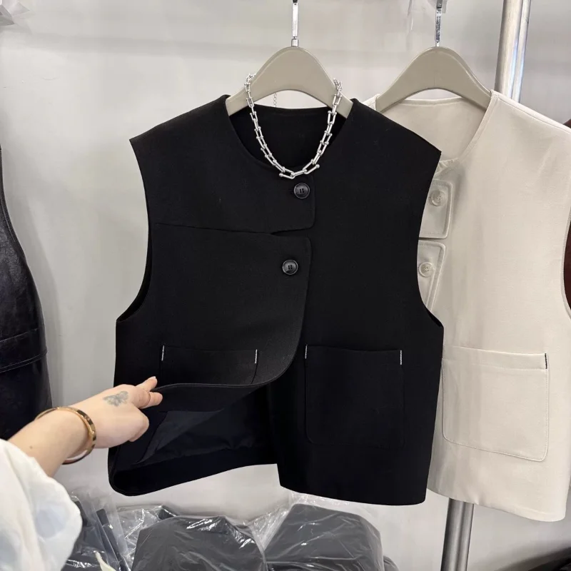 Vest High-end 2025 Round Neck New Jacket Design Top Short Suit Vest