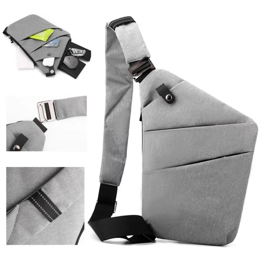 Waterproof Anti Theft Crossbody Bag Reflective Stripe Adjustable Shoulder Straps Sports Invisible Wallet Large Capacity Nylon