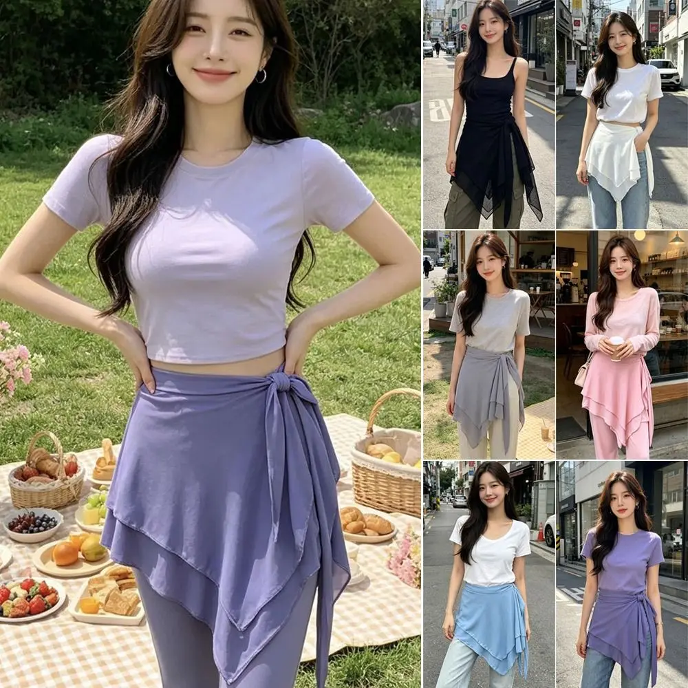 Layer Mesh Double Layer Apron Skirt Double Layer Adjustable Tie Hip Cover Skirt Breathable Casual Yoga Wrap Skirt Daily