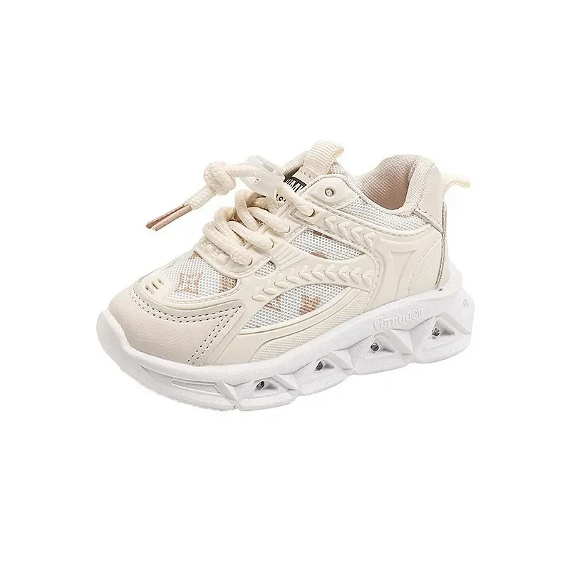 Leather Infant Shoes Children's Fashion Luminous Light Shoes Mesh Lightweight Small Children Comfortable Casual Shoe Kid