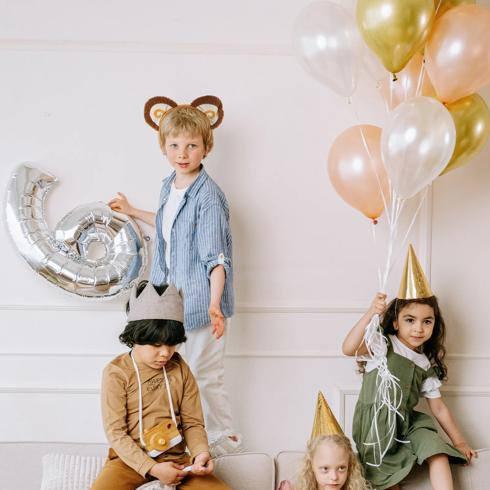 1Set Monkey Headband Tail Bowtie Costume Props Cosplay Animal Party Accessory for Stage Performance Birthday Supplies