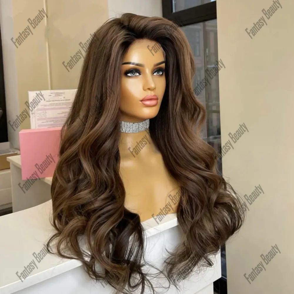 Loose Wave Women Full lace wigs 100% Human Hair Ombre Brown Body Wave Lace Front Wigs Human Hair 13*6 Lace Frontal Wig Glueless