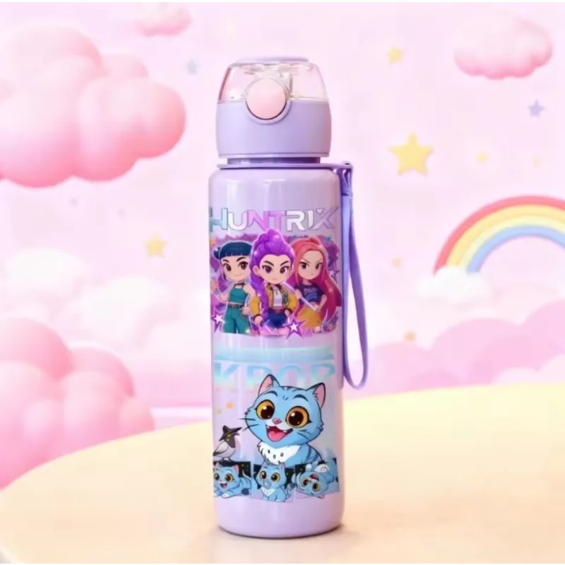 K Pop Demon Hunters 700ML Girls Water Cup Cartoon Water Bottle Boys Sport Leak Proof Plastic Cup Kids Cute Birthday Gifts