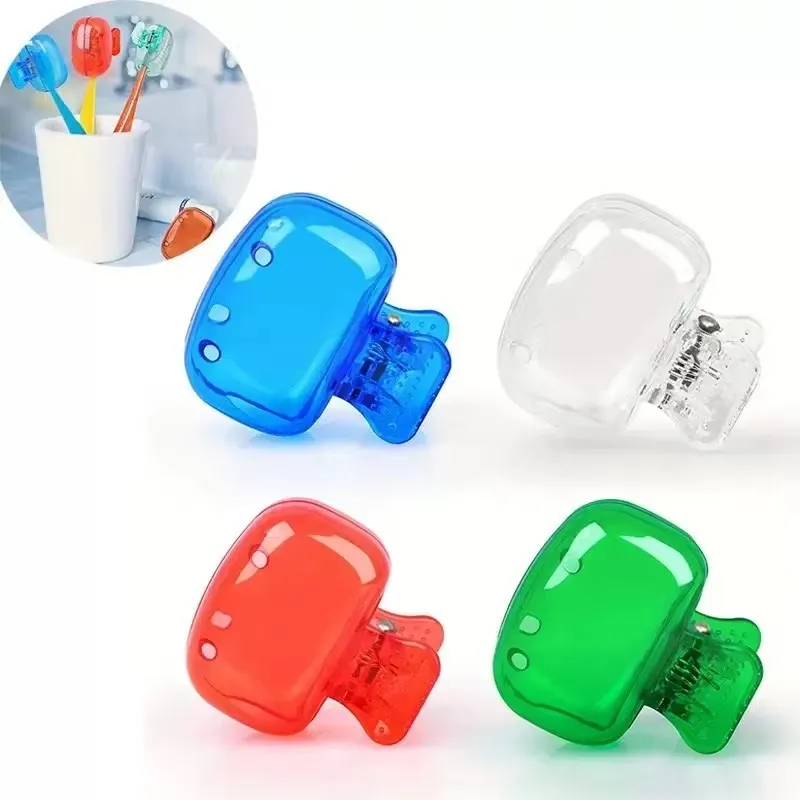 Transparent PP Plastic Toothbrush Head Cover Clip Spring Toothbrush Protector Ventilated Travel Bathroom Oral Care Accessory