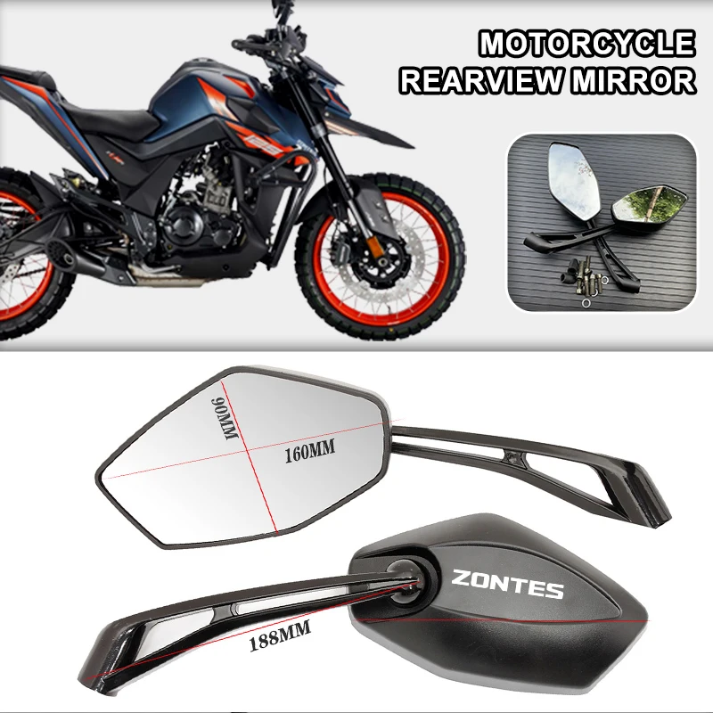 Motorcycle Rearview Mirror ATV Off-Road Biker Moto Motorbike Accessories for ZONTES RX4 RX5 Z400 RC401 RC300 Z300 S350 350X 350D