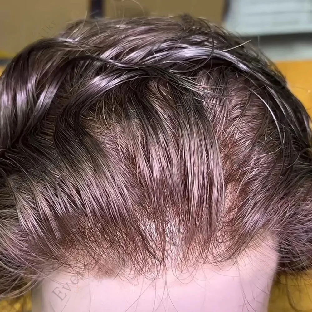 

Натуральный настоящий 80% плотность, супер тонкий, 0,02 мм, невидимая линия волос, пепельно-коричневый, 100% человеческие волосы, мужской парик, система капиллярных протезов